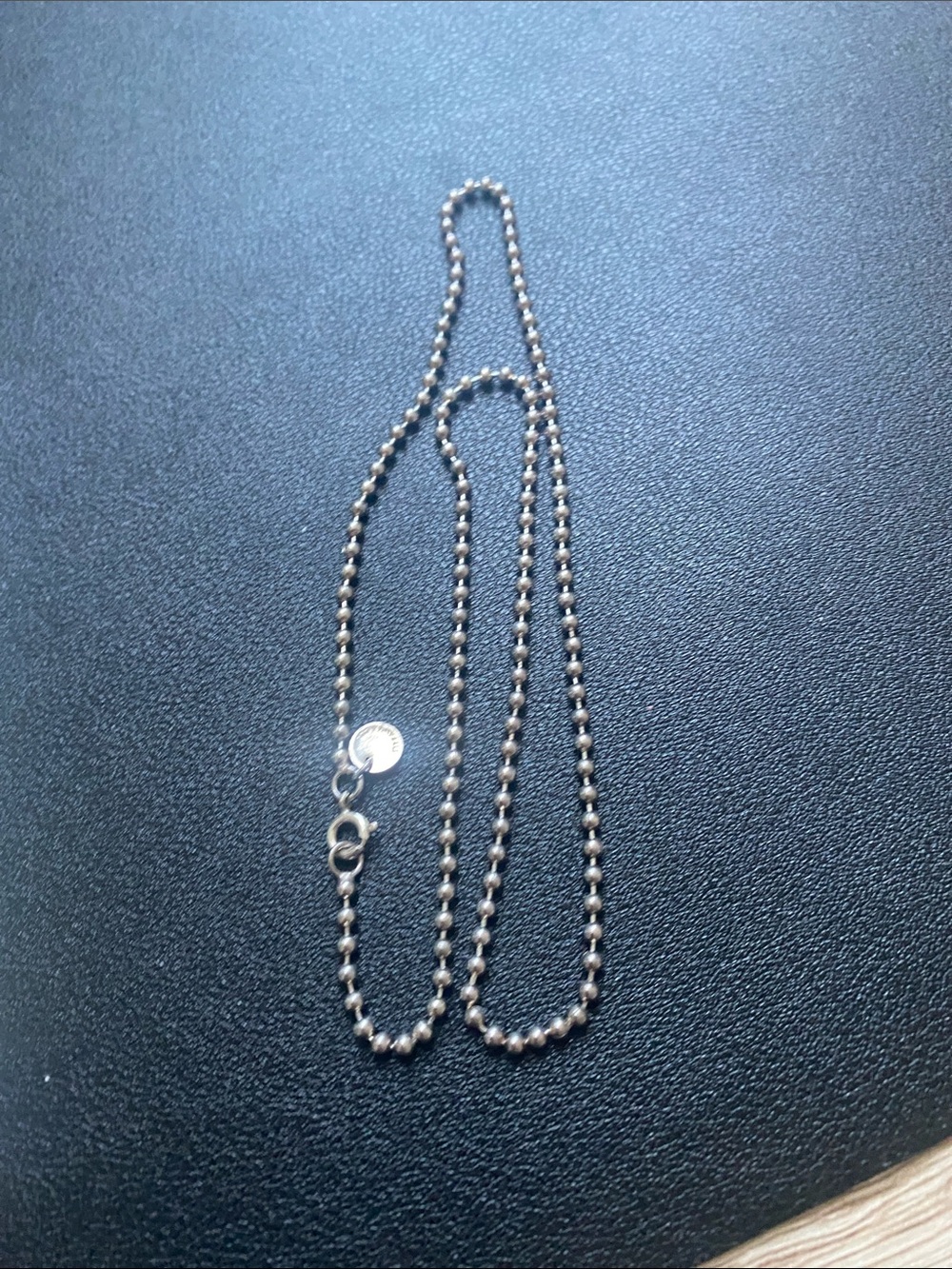 Tiffany & Co. Silver Ball Chain Necklace with Logo Tag